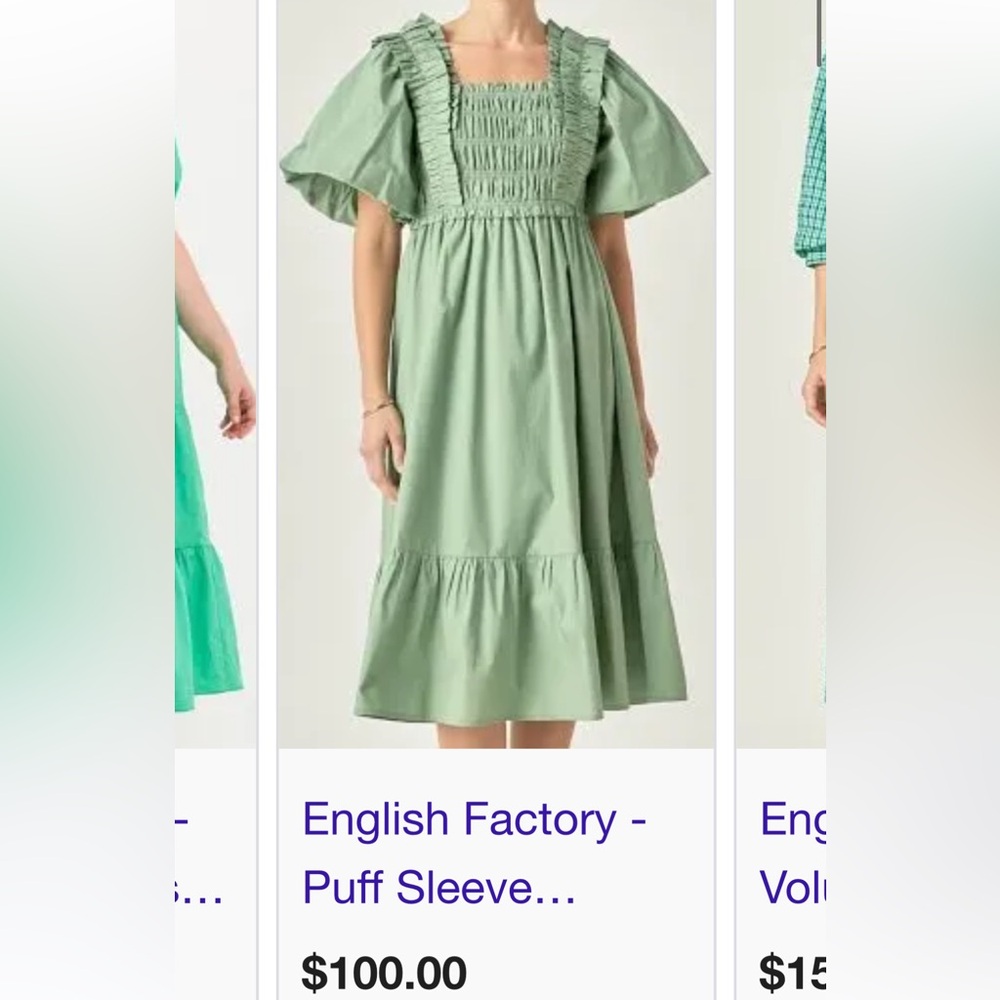 English Factory Sage Green Ruffle Dress